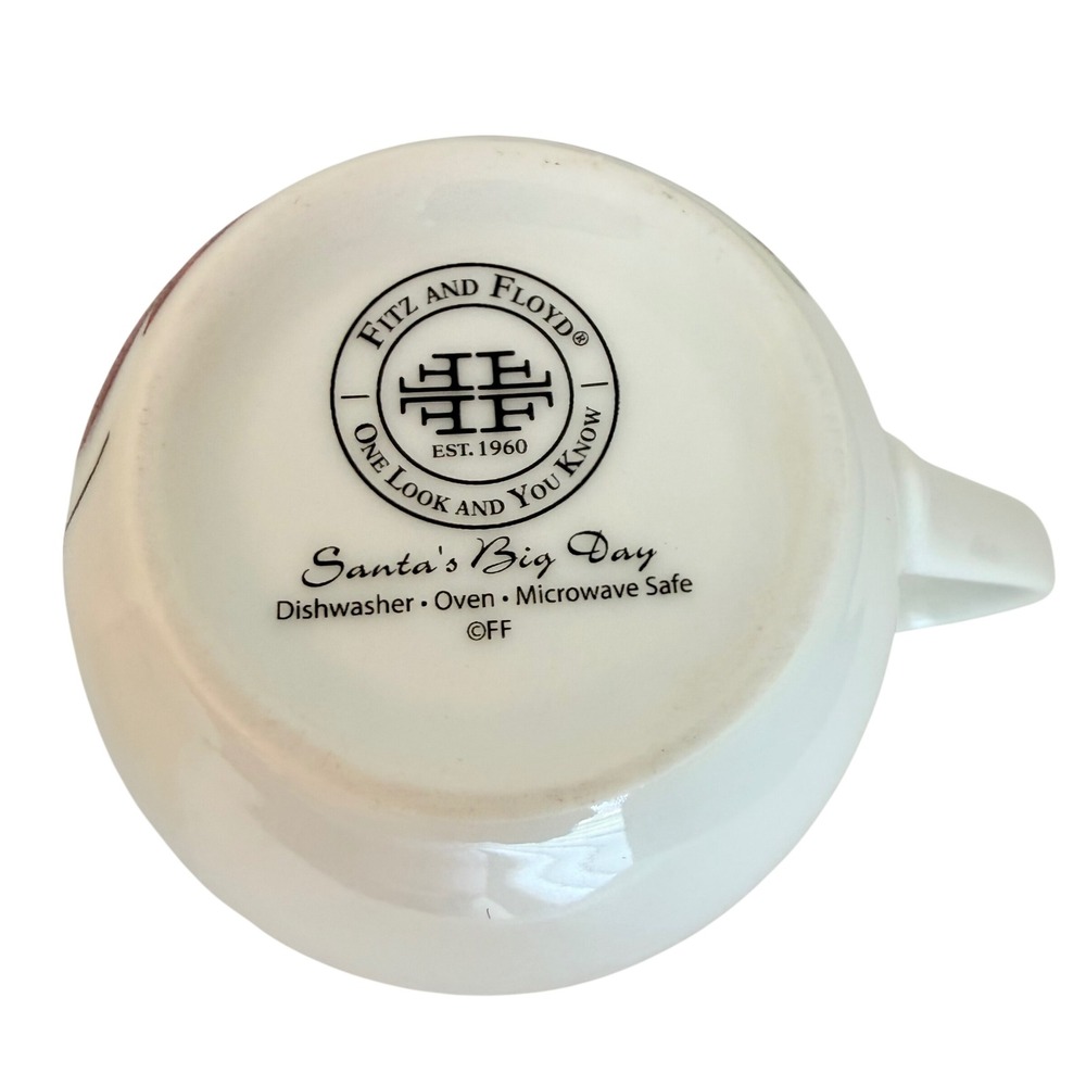 Fitz and Floyd Coffee Cake Mugs Set of 2 Santa‎ White NEW Holiday 29-873 - Picture 4 of 7